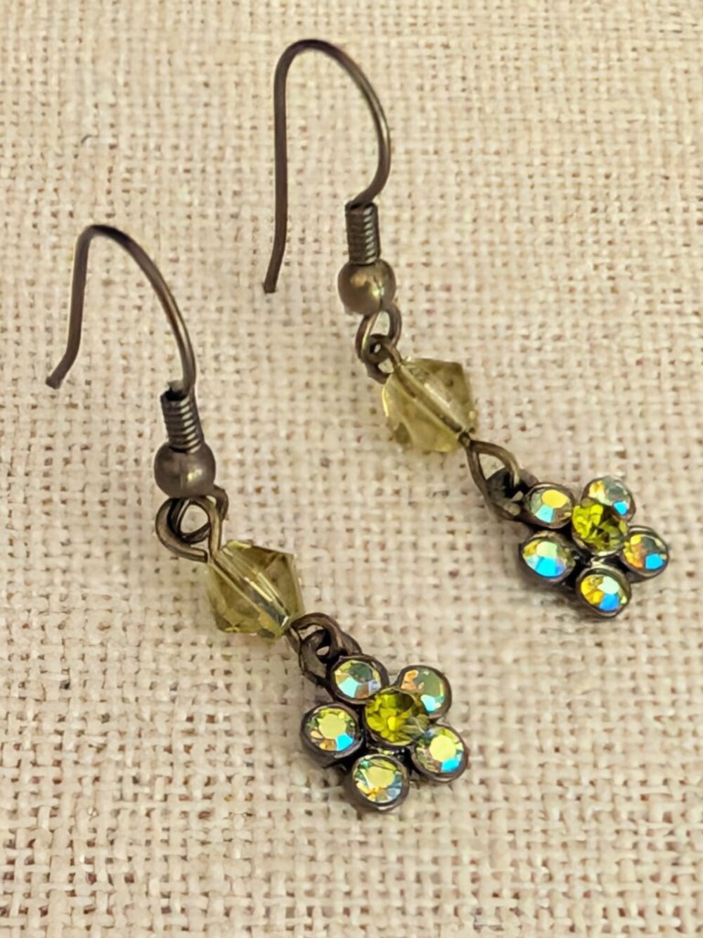 Dainty iridescent flower drop earrings